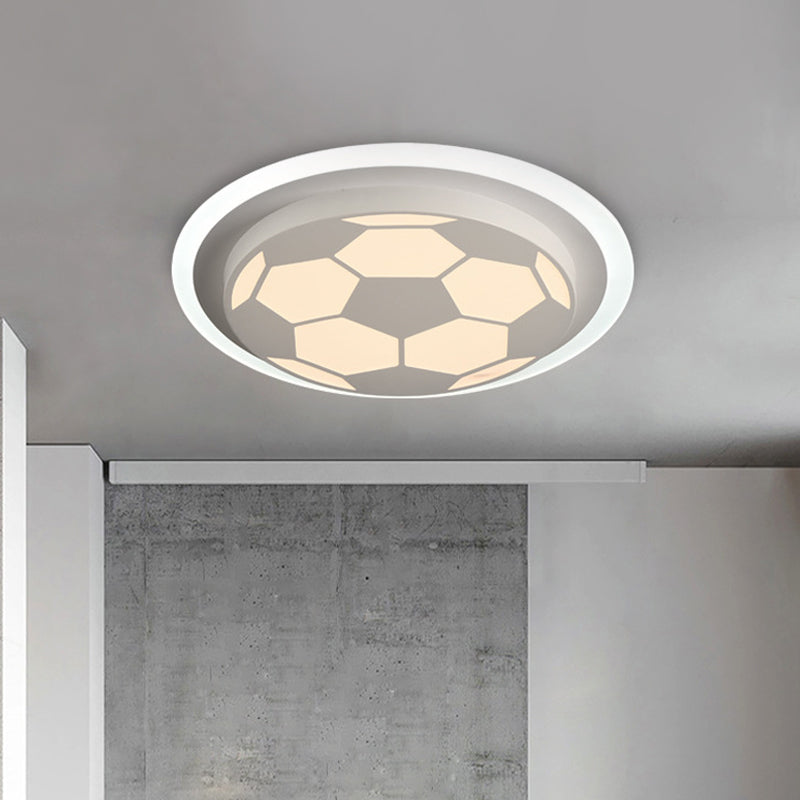 Soccer Cartoon Led Flush Mount Lamp Stylish And Bright Lighting Fixture For Bedroom White