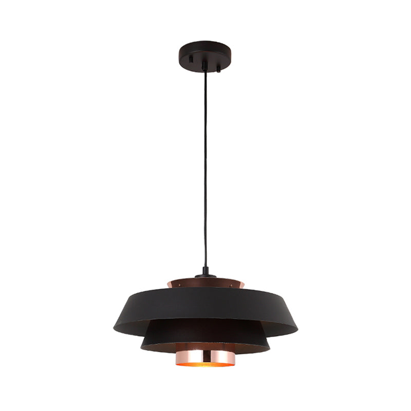 Contemporary 3-Tiered Metal Pendant Ceiling Light With 1 Bulb For Dining Room - Black/White