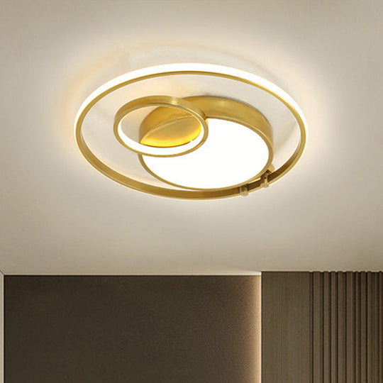 Minimalist Gold Rounded Flush Mount Led Ceiling Light For Bedrooms