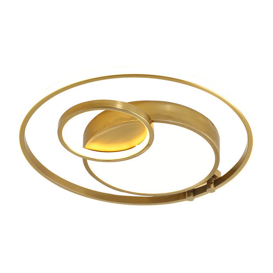 Minimalist Gold Rounded Flush Mount Led Ceiling Light For Bedrooms