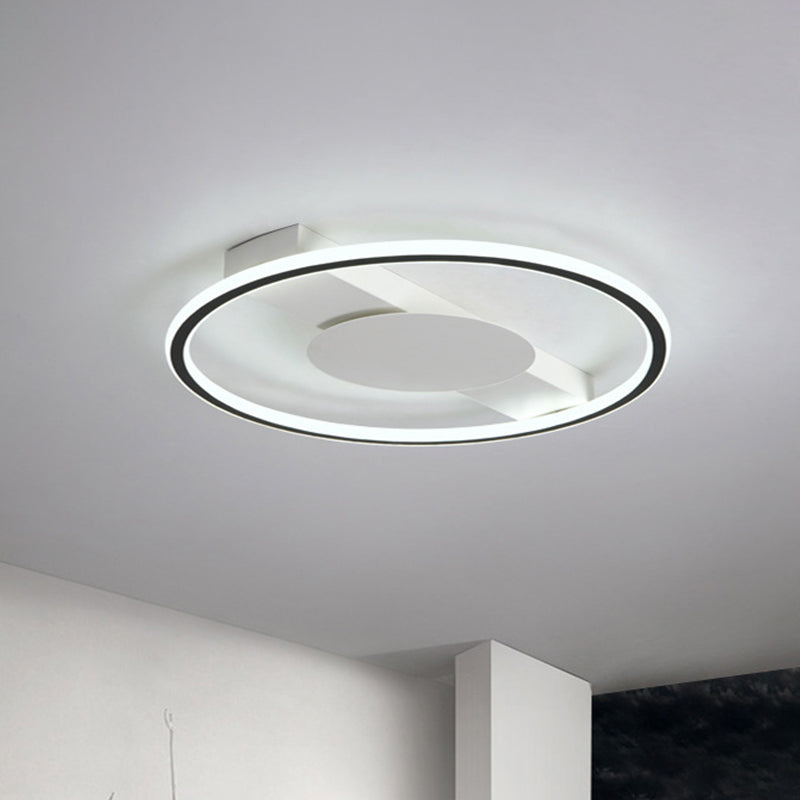 Nordic Led Acrylic Flush Mount Lamp For Bedroom Black Rounded Design 18’/21.5’ Width / 18’