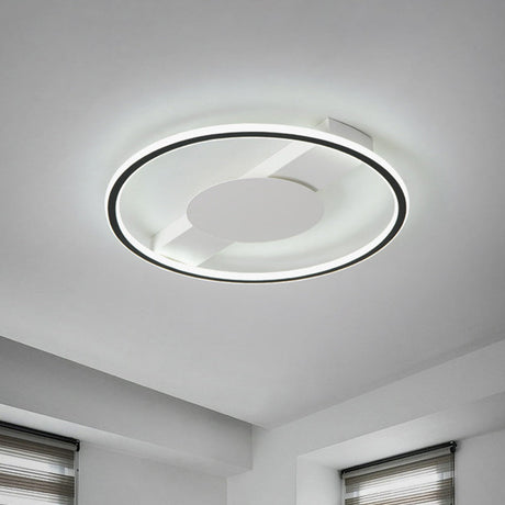 Nordic Led Acrylic Flush Mount Lamp For Bedroom Black Rounded Design 18’/21.5’ Width