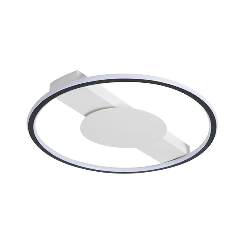 Nordic Led Acrylic Flush Mount Lamp For Bedroom Black Rounded Design 18’/21.5’ Width