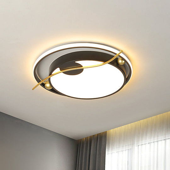 Modern Black And Gold Led Flush Mount Ceiling Light With Warm/White Black - Gold / White