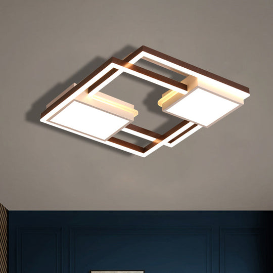 Modern Nordic Black Geometric Led Flush Mount Ceiling Light Fixture 18’/21.5’ W