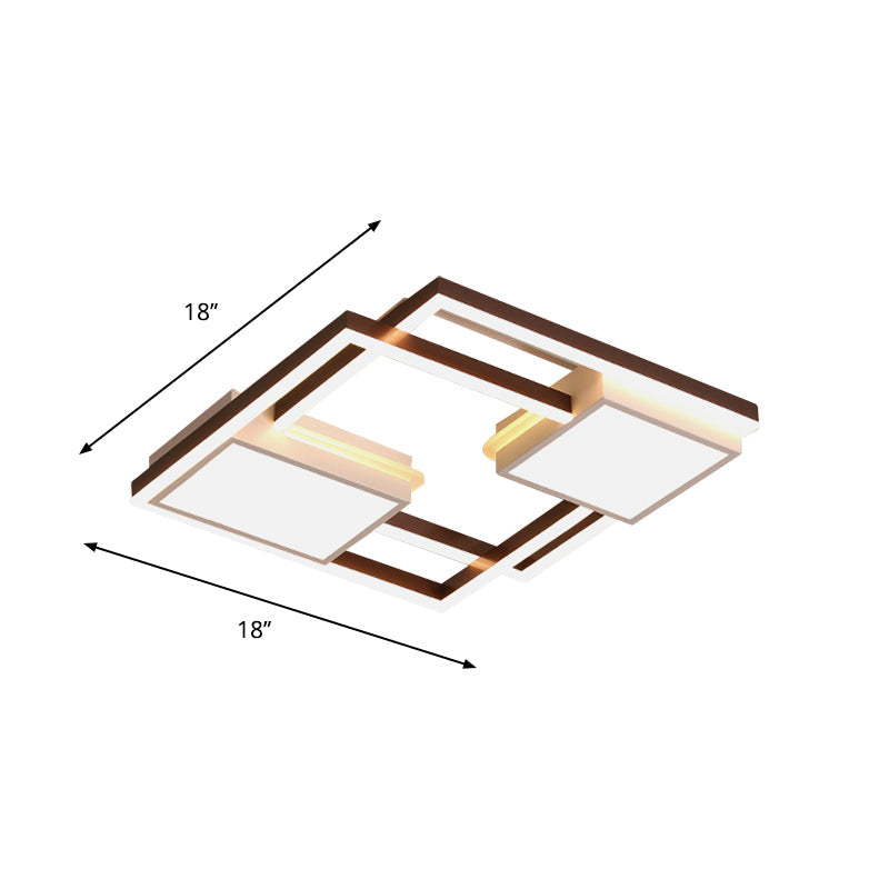 Modern Nordic Black Geometric Led Flush Mount Ceiling Light Fixture 18’/21.5’ W