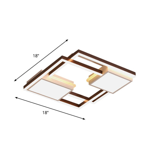 Modern Nordic Black Geometric Led Flush Mount Ceiling Light Fixture 18’/21.5’ W