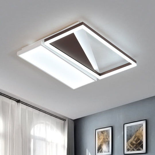 Geometric Led Flush Mount Light Black And White Acrylic Modern Design 18/21.5 Black-White / 18