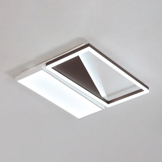 Geometric Led Flush Mount Light Black And White Acrylic Modern Design 18’/21.5