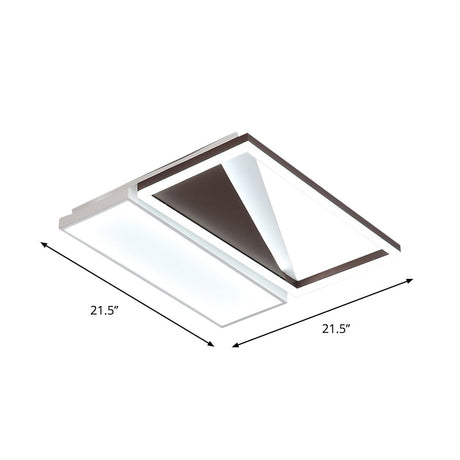 Geometric Led Flush Mount Light Black And White Acrylic Modern Design 18’/21.5