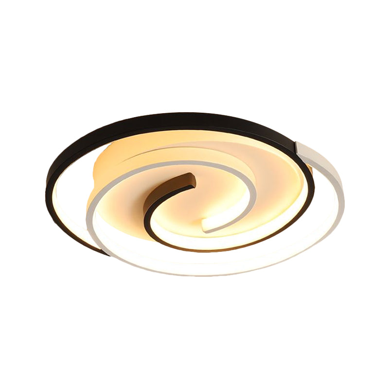 Modernist Swirling Flush Mount Ceiling Light Acrylic Led Lamp - Black 18’/21.5’ Wide