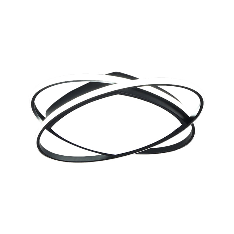 Modern Led Flush Light Fixture In Metallic Black - Square And Oval Mount 19.5’/23.5’ Width