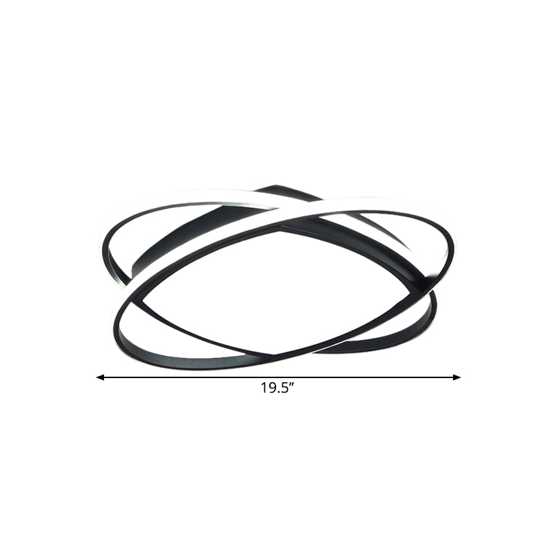 Modern Led Flush Light Fixture In Metallic Black - Square And Oval Mount 19.5’/23.5’ Width