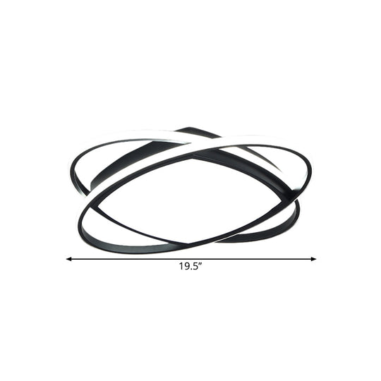 Modern Led Flush Light Fixture In Metallic Black - Square And Oval Mount 19.5’/23.5’ Width