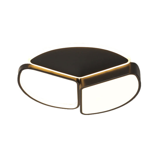 Modern Led Flush Mount Ceiling Light In Black: Geometric Metal Design With Warm/White Lighting