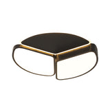 Modern Led Flush Mount Ceiling Light In Black: Geometric Metal Design With Warm/White Lighting