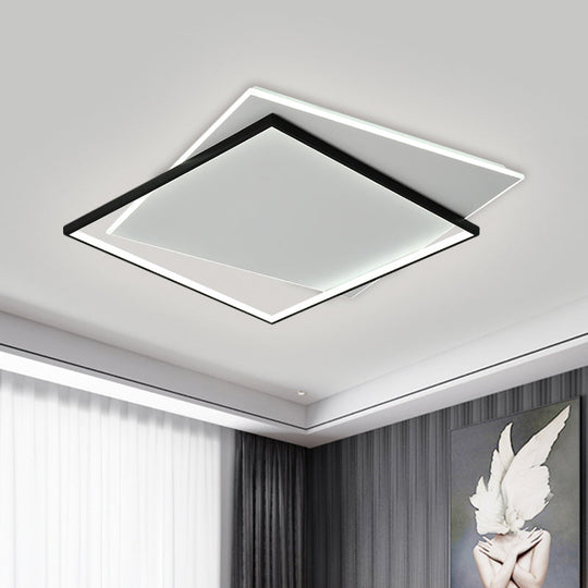 Modern Metallic Led Ceiling Light - Black Overlapping Flush Mount 18/21.5 Wide. / 18