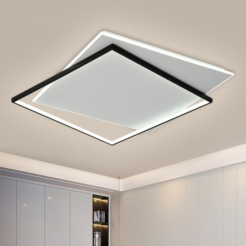 Modern Metallic Led Ceiling Light - Black Overlapping Flush Mount 18’/21.5’ Wide’.