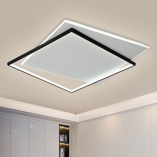 Modern Metallic Led Ceiling Light - Black Overlapping Flush Mount 18’/21.5’ Wide’.