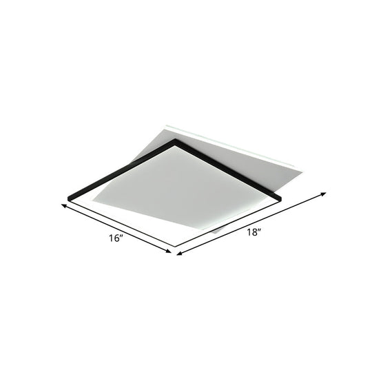 Modern Metallic Led Ceiling Light - Black Overlapping Flush Mount 18/21.5 Wide.
