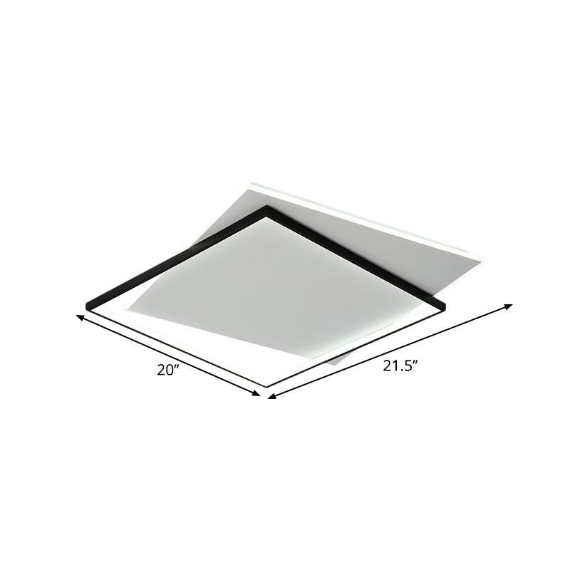 Modern Metallic Led Ceiling Light - Black Overlapping Flush Mount 18’/21.5’ Wide’.