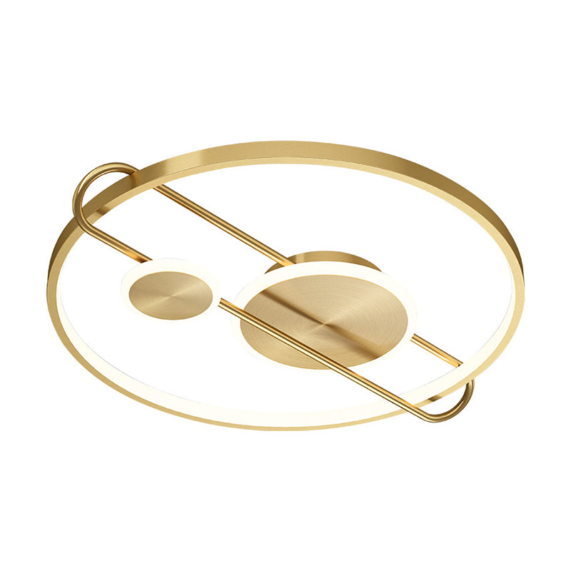 18’/22’ Wide Circular Led Flush Mount Bedroom Light With Minimalist Metal Design - Gold