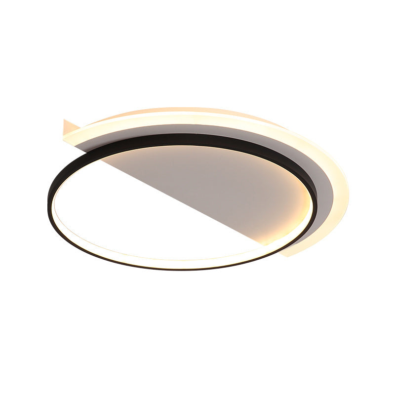 Nordic Acrylic Semicircle Led Ceiling Light Fixture Black Flush Mount - 18’/21.5’ Width