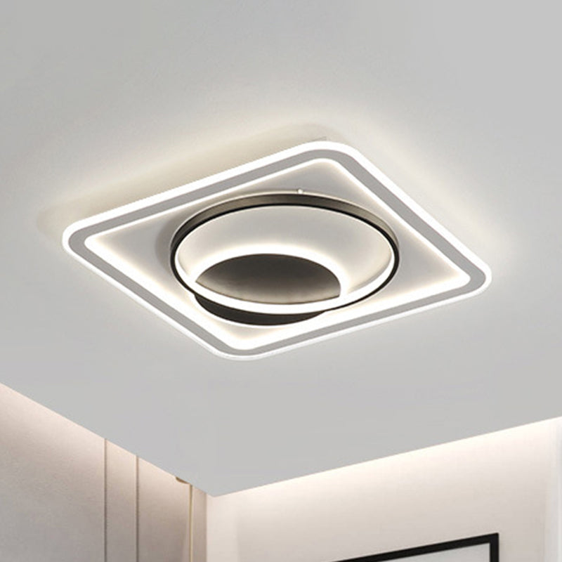 Nordic Led Flush Mount Ceiling Lamp - Square Acrylic Fixture Black Warm/White Light