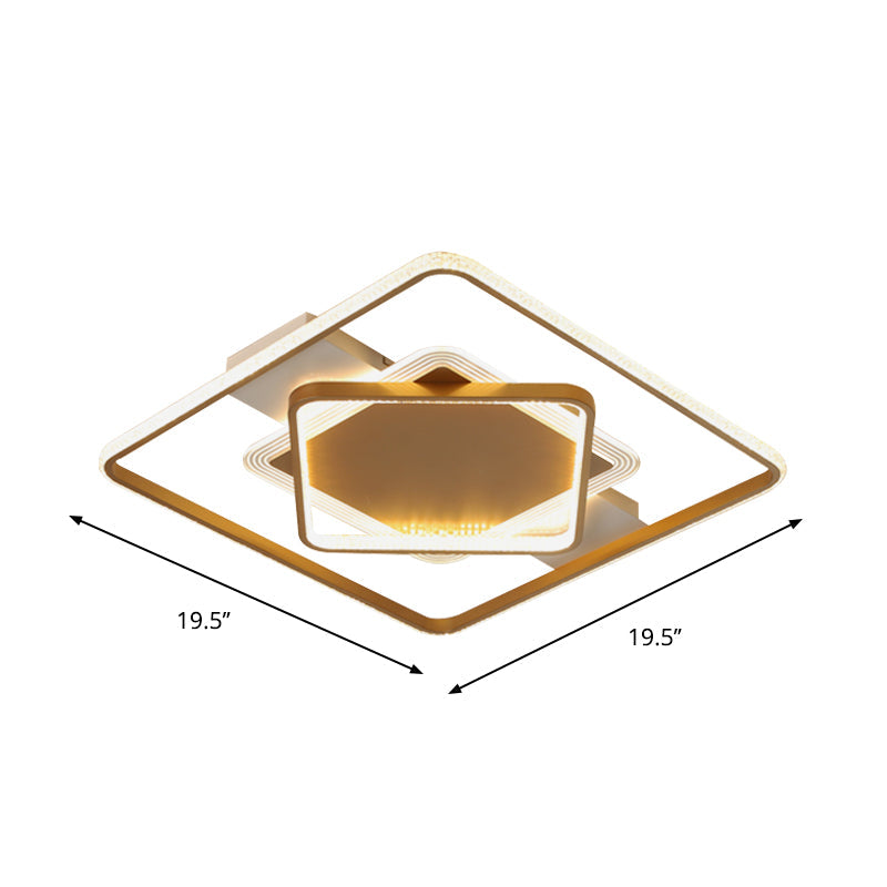 Modern Led Gold Ceiling Light - Metallic Geometric Flush Mount Fixture In Warm/White