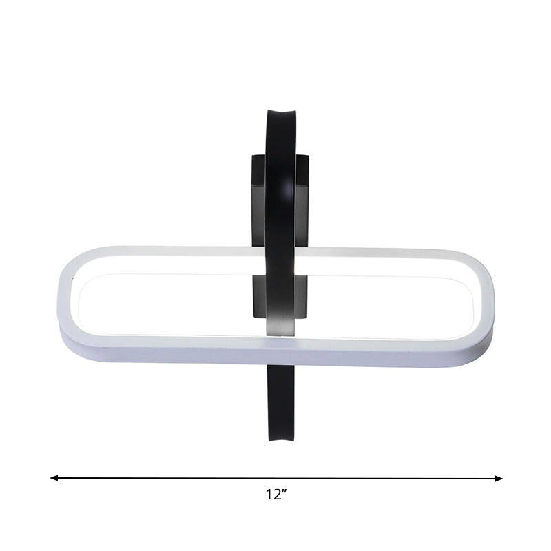 Modern Dual Oblong Flush Mount Led Ceiling Light In Black Warm/White