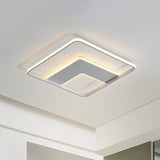 Nordic Square Flush Mount Acrylic Led Bedroom Lighting In White - 16.5/20.5 Width / 16.5