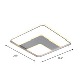 Nordic Square Flush Mount Acrylic Led Bedroom Lighting In White - 16.5/20.5 Width