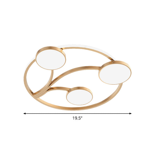 Gold Metal Circular Flush Light Modernity With Led Close To Ceiling Lighting - Branch Design