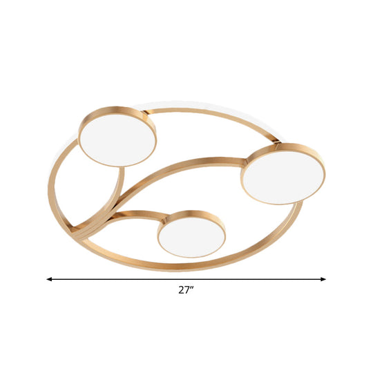 Gold Metal Circular Flush Light Modernity With Led Close To Ceiling Lighting - Branch Design