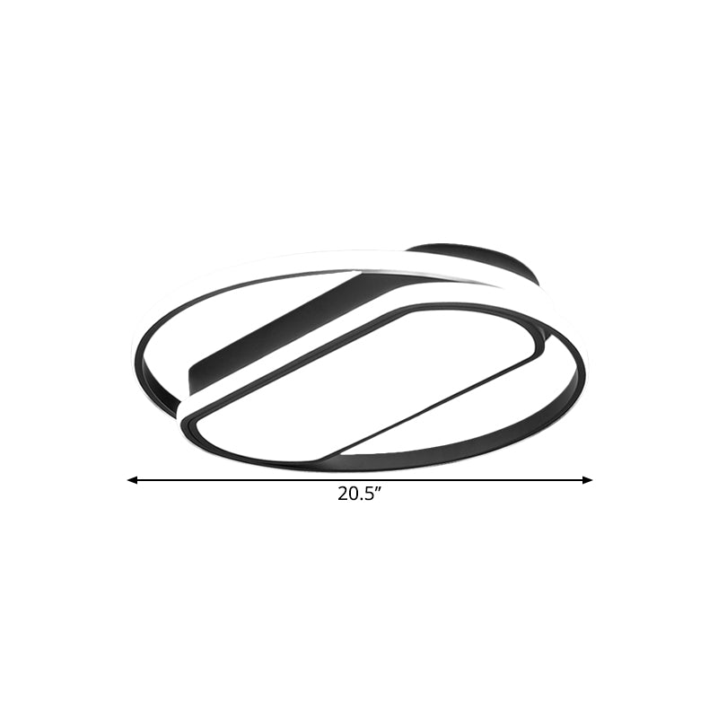 Contemporary Led Acrylic Flush Mount Lighting Black Ring And Rectangle Design 16.5/20.5/24.5 Width