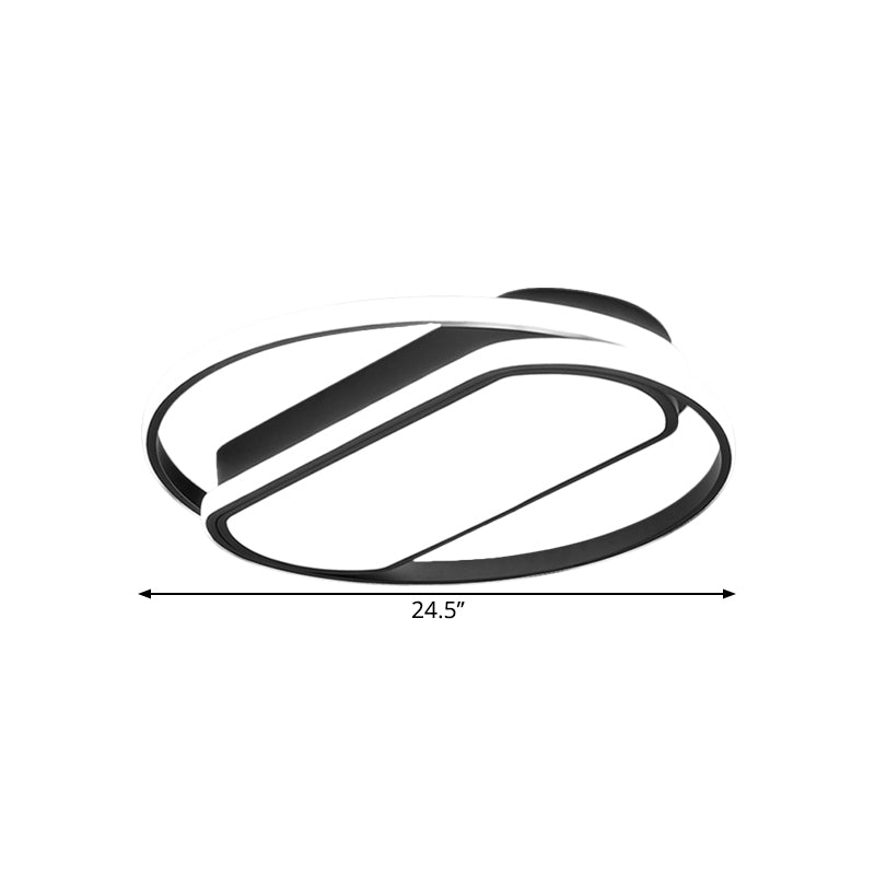 Contemporary Led Acrylic Flush Mount Lighting Black Ring And Rectangle Design 16.5/20.5/24.5 Width