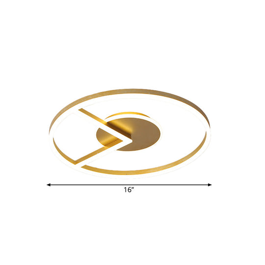 Modern Circle Ceiling Mount Led Fixture In Gold White/Warm Light - 16/19.5 Metal Flush Lighting For