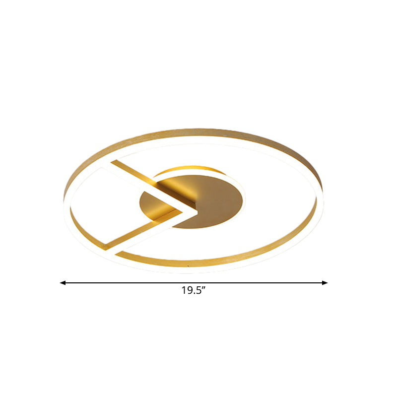 Modern Circle Ceiling Mount Led Fixture In Gold White/Warm Light - 16/19.5 Metal Flush Lighting For