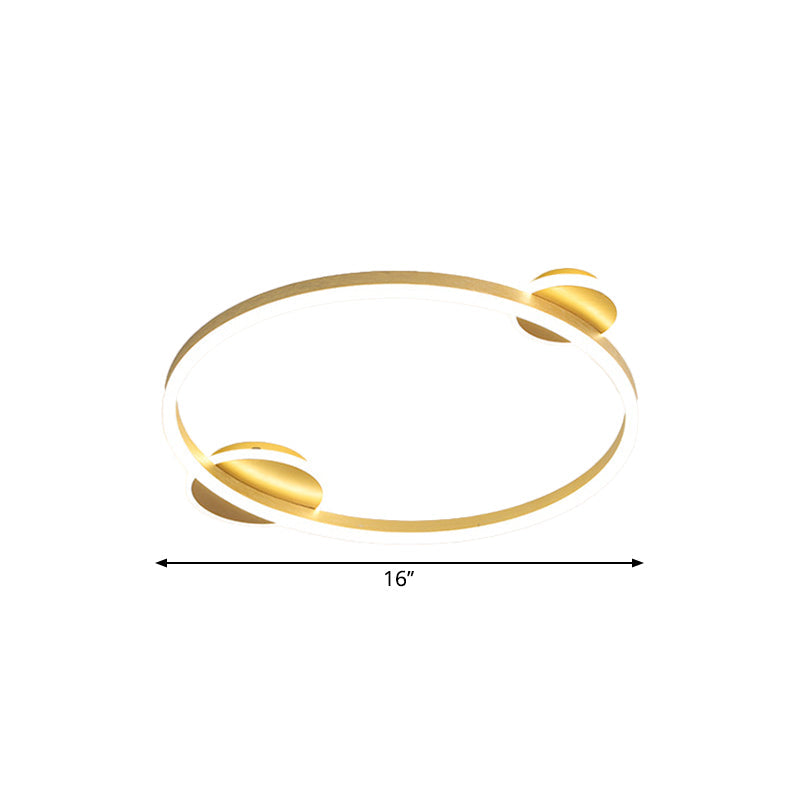 Modern Led Gold Halo Flushmount Ceiling Lamp In White/Warm Light 16’/19.5’ Dia