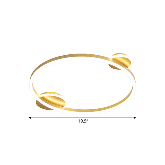 Modern Led Gold Halo Flushmount Ceiling Lamp In White/Warm Light 16’/19.5’ Dia