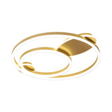 Contemporary Gold Led Flush Mount Bedroom Lighting - 16/19.5 Wide Ring Acrylic Shade In Warm/White