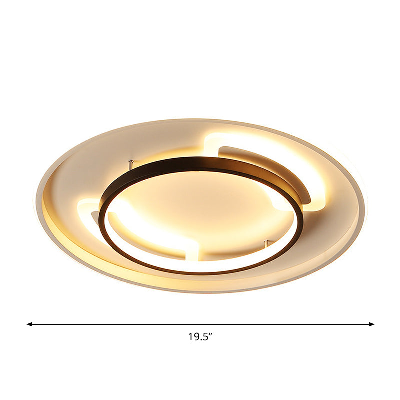 Modern Acrylic Led Flush Ceiling Light - 16’/19.5’ White Warm/White Mount Lamp