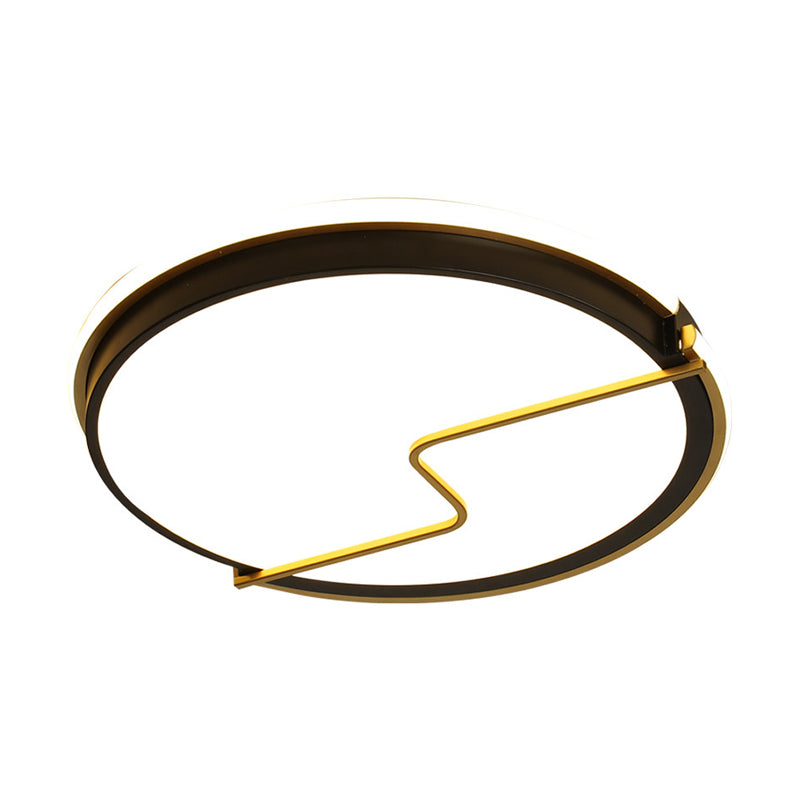 Rounded Bedroom Flush Ceiling Light Acrylic Led Mount Lamp In Black - 16’/19.5’ W