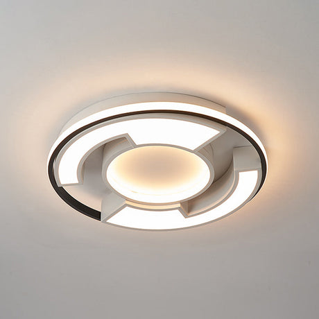 Modern Led Circular Flush Mount Light: Black/White Acrylic Ceiling Fixture 19/22 Width