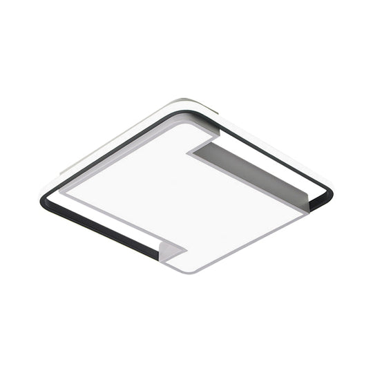 Modern Geometry Led Flush Fixture - 18/22 Width Black/White Acrylic Bedroom Lighting