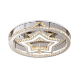 19.5’/23.5’ Star Crystal Semi Flush Mount Led Ceiling Fixture In Chrome - Warm/White Light