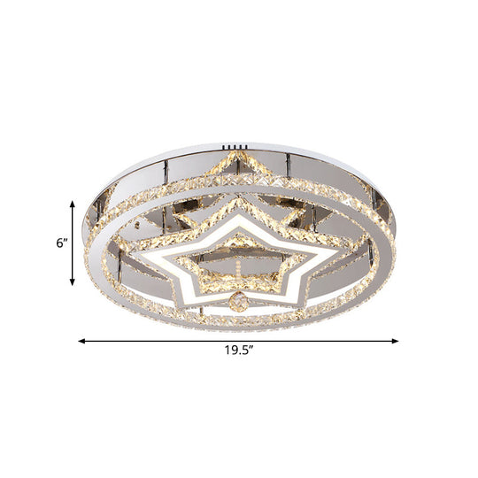 19.5’/23.5’ Star Crystal Semi Flush Mount Led Ceiling Fixture In Chrome - Warm/White Light