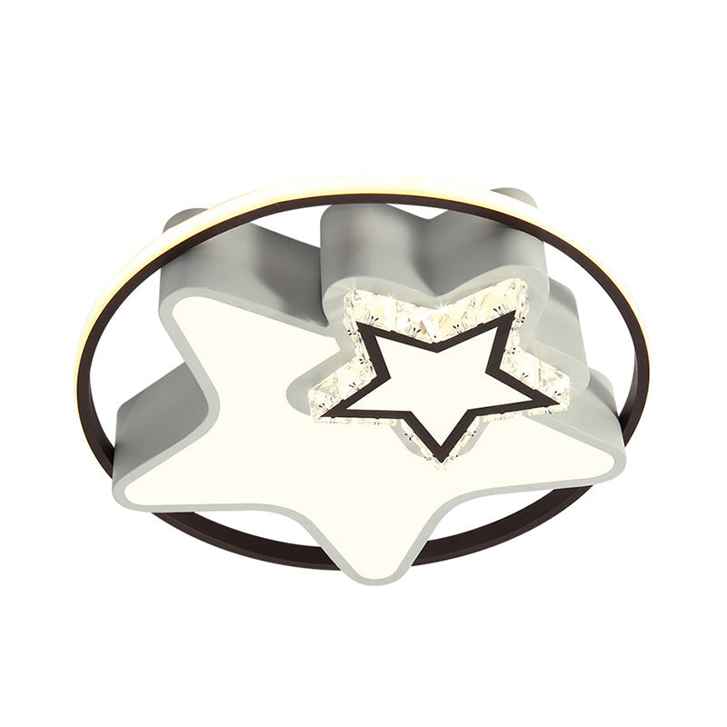 Modern Crystal Ceiling Lamp In Black - Round/Star Design With Warm/White Led Light