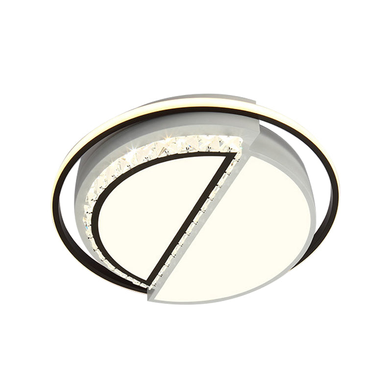 Modern Crystal Ceiling Lamp In Black - Round/Star Design With Warm/White Led Light