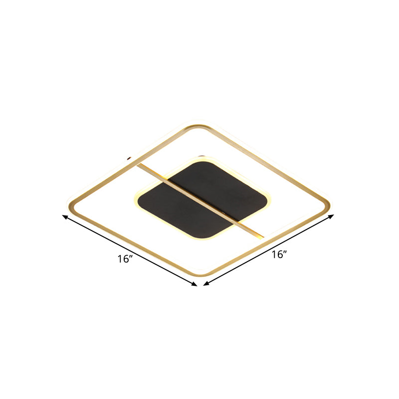 Nordic Led Black Iron Flush Light Fixture In Warm/White 16’/19.5’ Wide